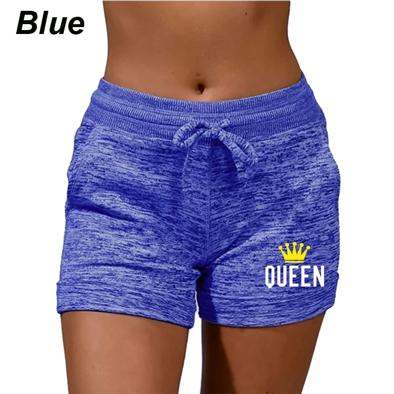 New Queen Printed Sweat Shorts Women's High Waist Shorts Summer Quick-drying Sports Fitness Yoga Pants Casual Drawstring Shorts