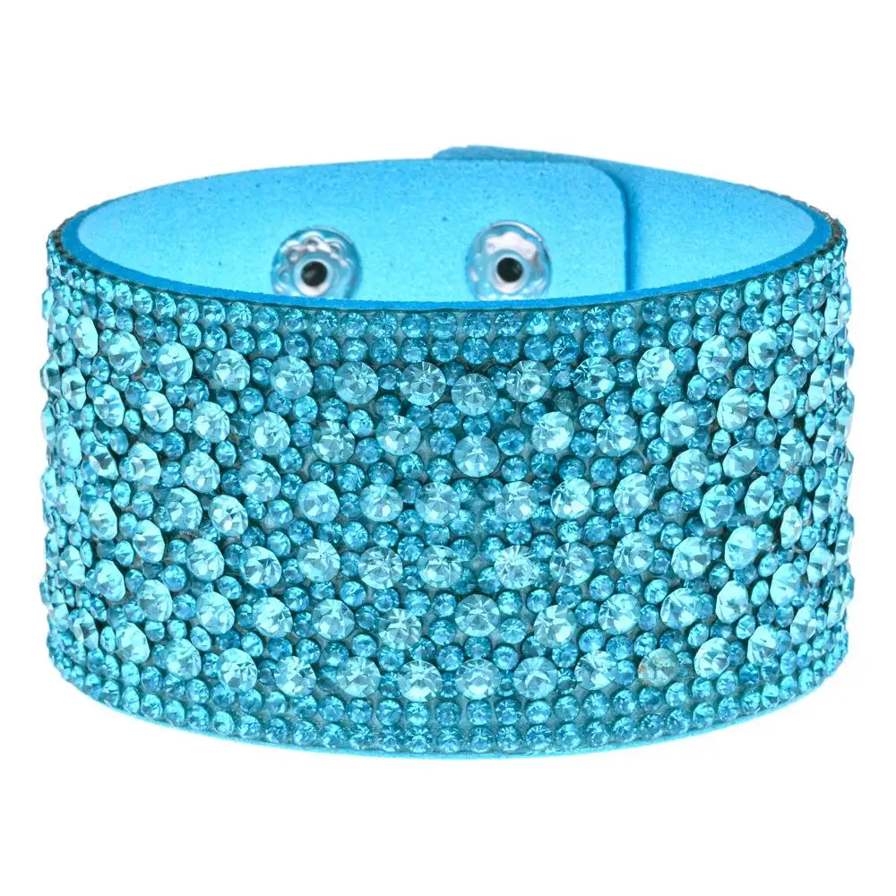 

Faionable Wide Velvet Bracelet with Hotfix Rhinestones And Bule for Ladies n Sle l Zirconia Jewelry Accory