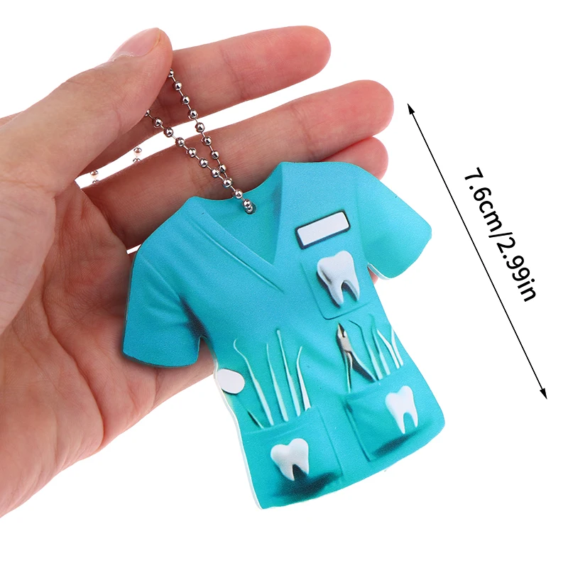 **1PC Dentist Costume Pendant Keychain Doctor Themed 2D Flat Acrylic Ornament Charm Hanging Decoration For Car Bags Festive Gift
