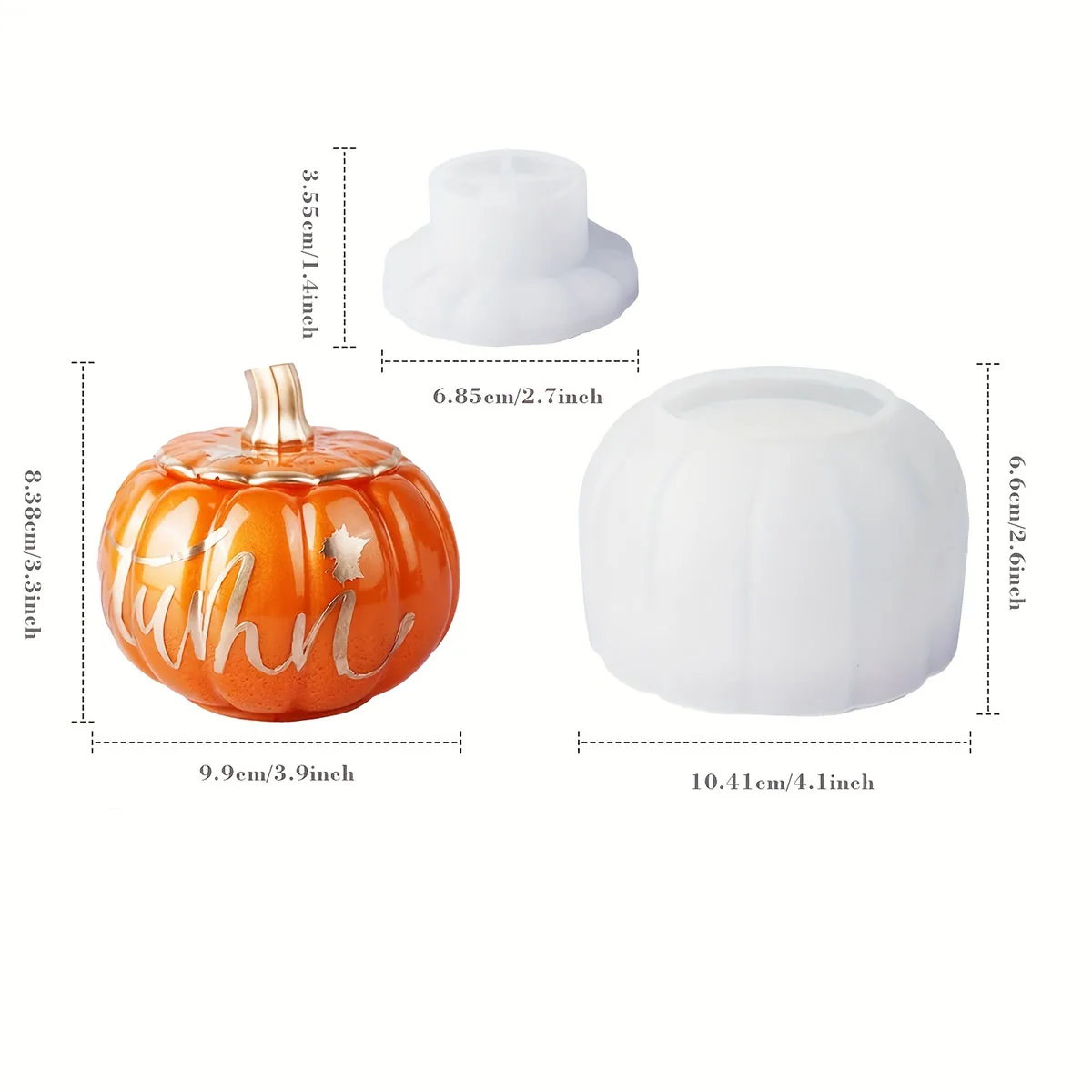 1Set DIY Epoxy Pumpkin Storage Box Mold, Halloween Silicone Mold for Candlestick Gypsum Storage Box, Resin Casting Craft Supplie view 5