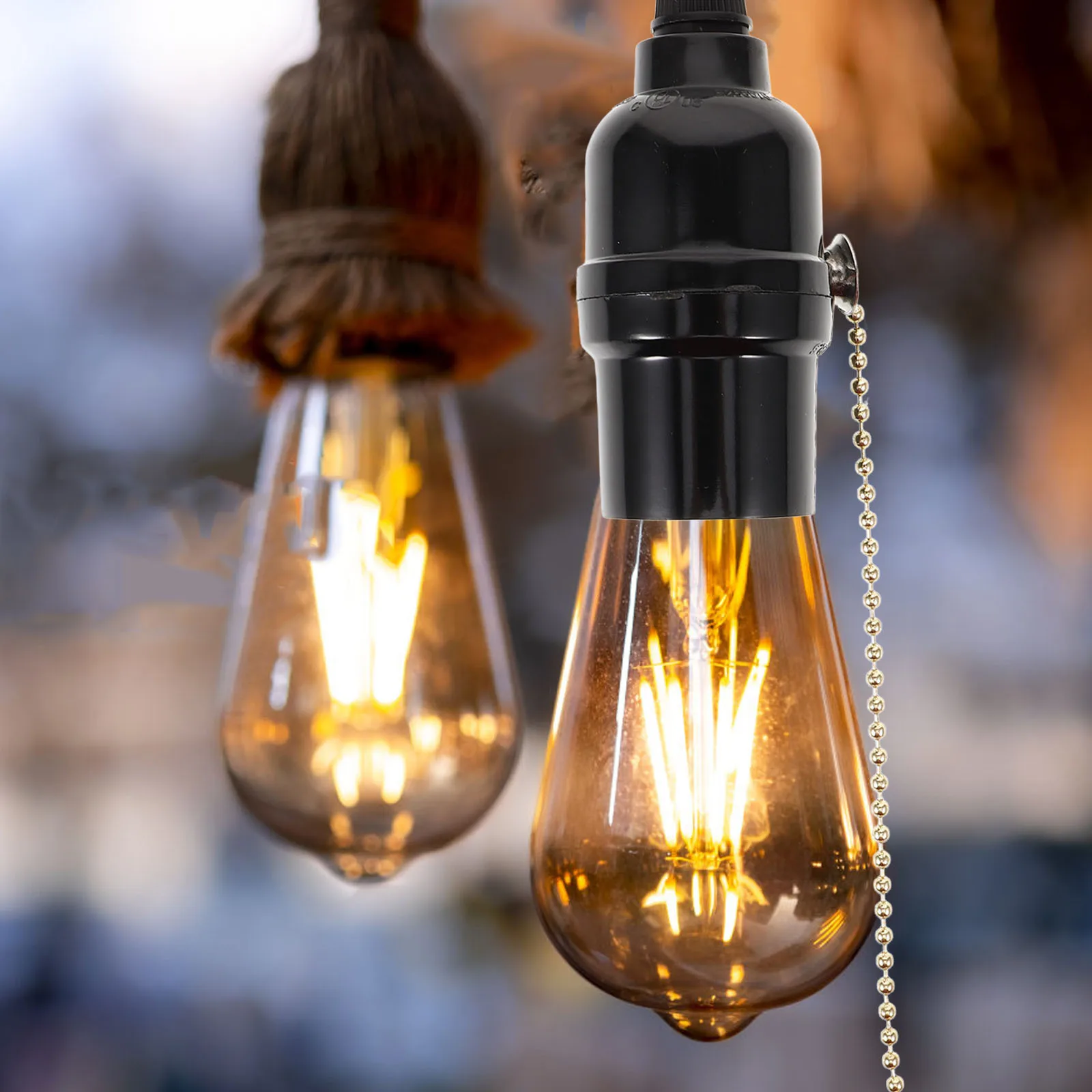 

Pull Chain Light Fixture Us Standard E26 Black Ceiling Lamp Holder Lamp Socket Replacement Accessory Pull Chain Light Fixture