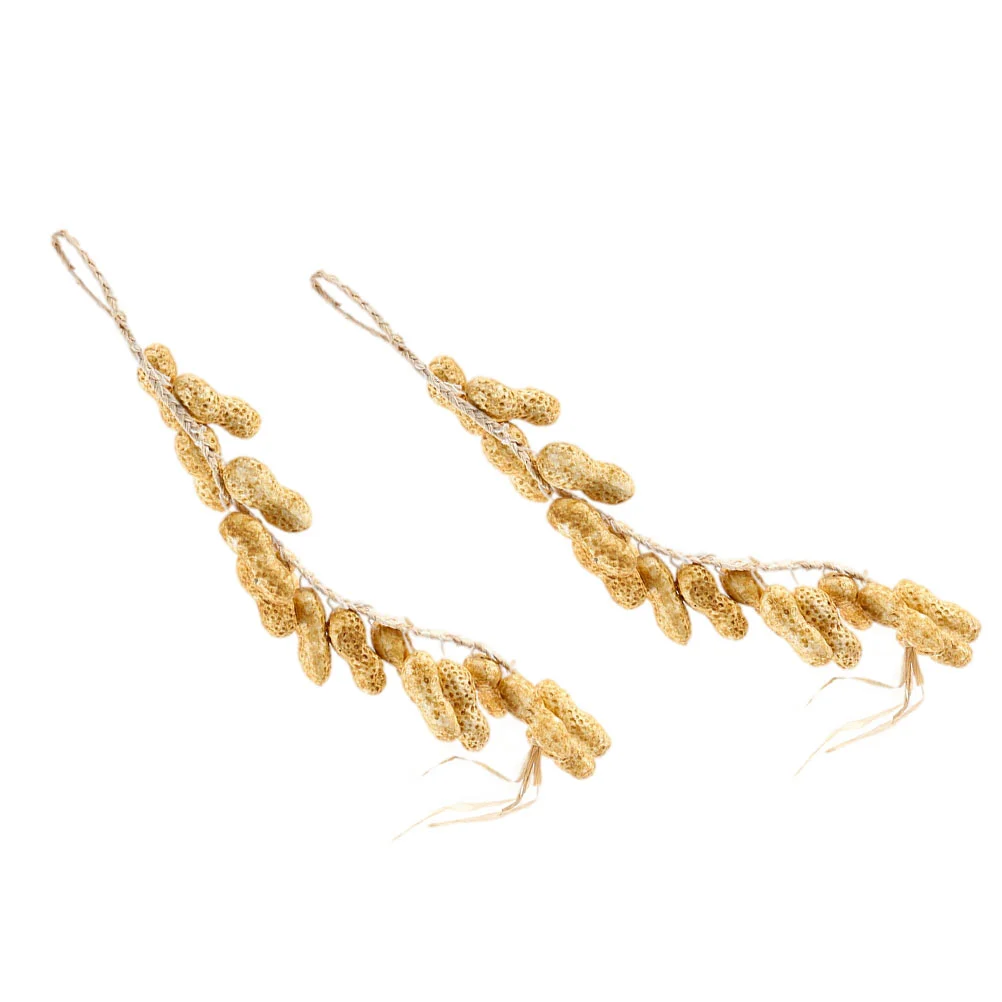 

2 Pcs Simulated Peanut Skewers Artificial Garland Fake Home Decor Hanging Vegetables Props