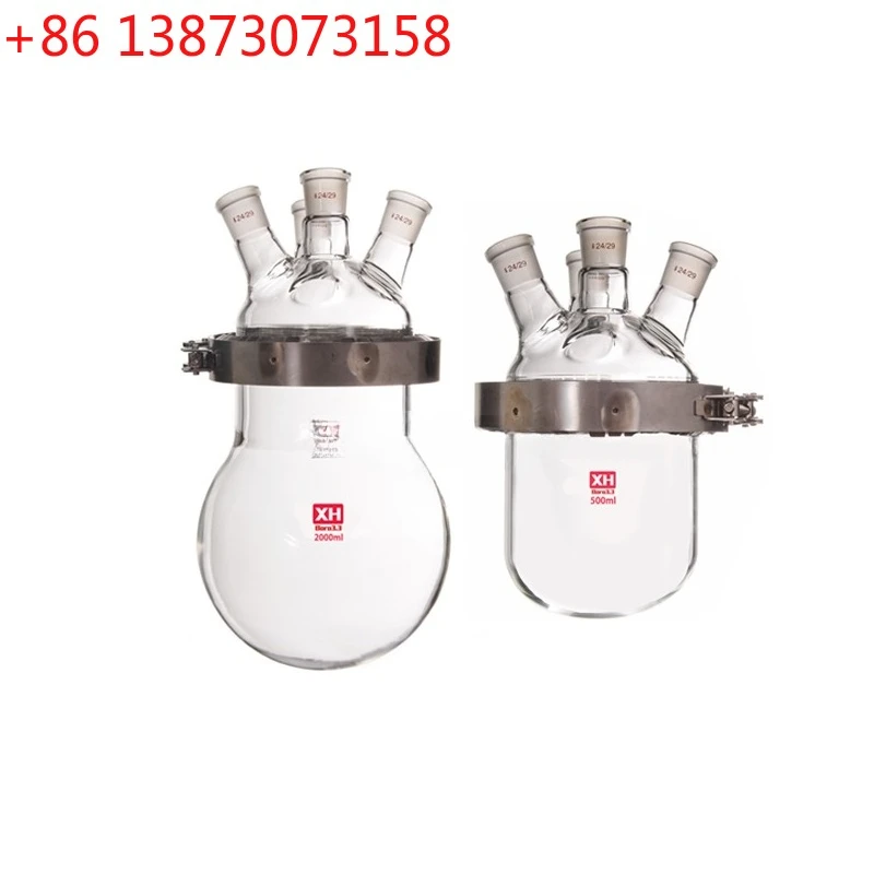Open End Reactor Glass Distillation Reactor Open Reaction Bottle Three/four Mouths Flat Bottom Flange Clamps