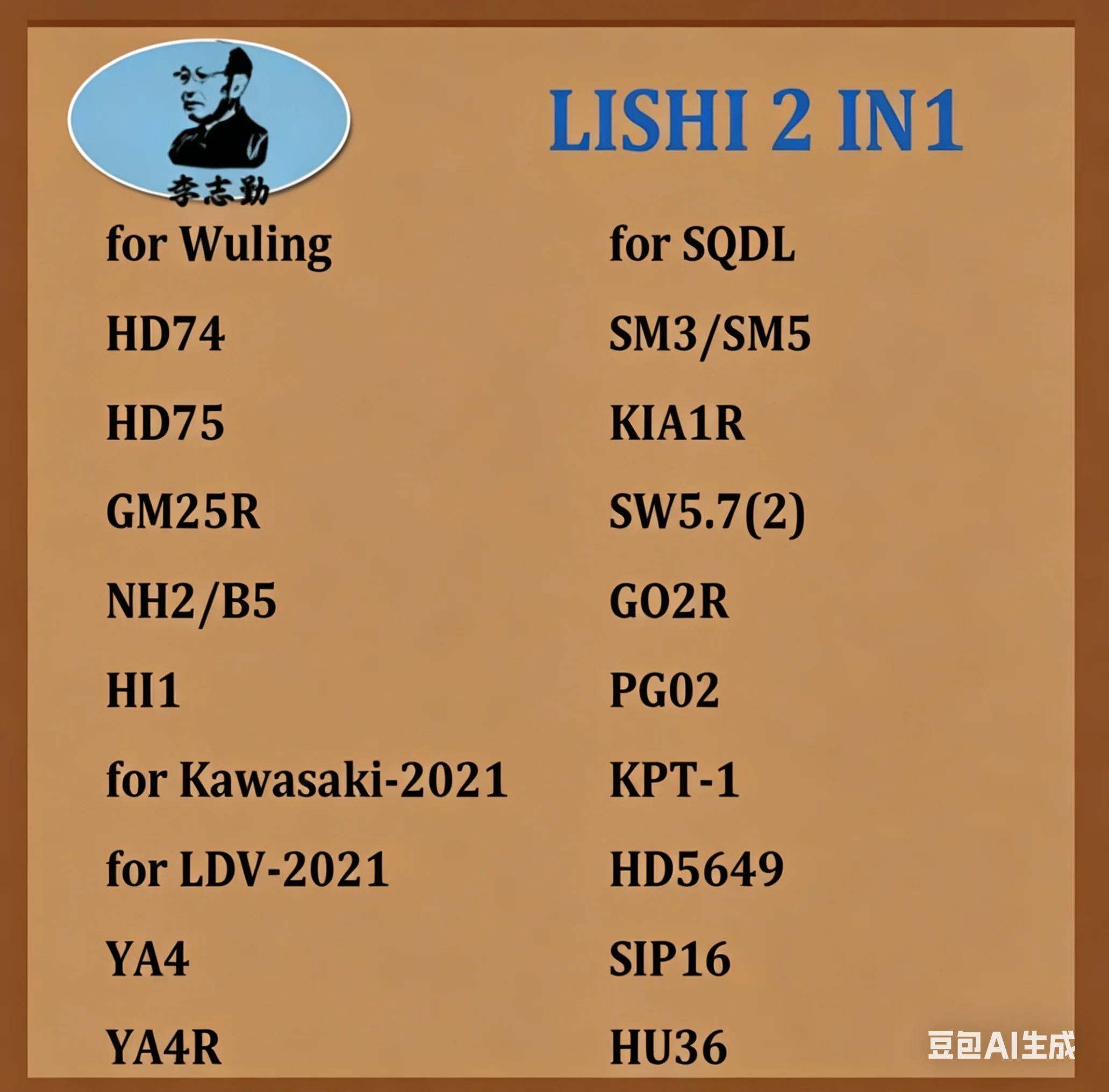

Lishi for Wuling HD74 HD75 GM25R NH2 B5 HI1 for Kawasaki-2021for LDV-2021 YA4 YA4R for SQDL SM3/SM5 KIA1R SW5.7(2) GO2R PG02