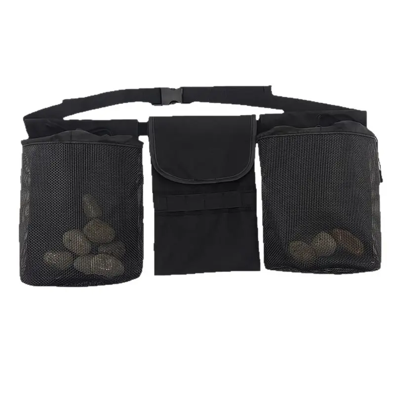 AAAN-For Foraging For Rock Collector Waist Bag& Tool Belt, Includes 2 Mesh Pockets& Adjustable Design Garden Tools