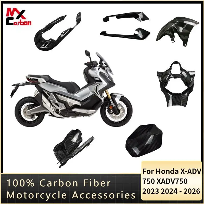 

2026 For Honda X-ADV 750 XADV750 2023 2024 2025 100% Carbon Fiber Front Mudguard Belly Pan Chain Guard Motorcycle Accessories