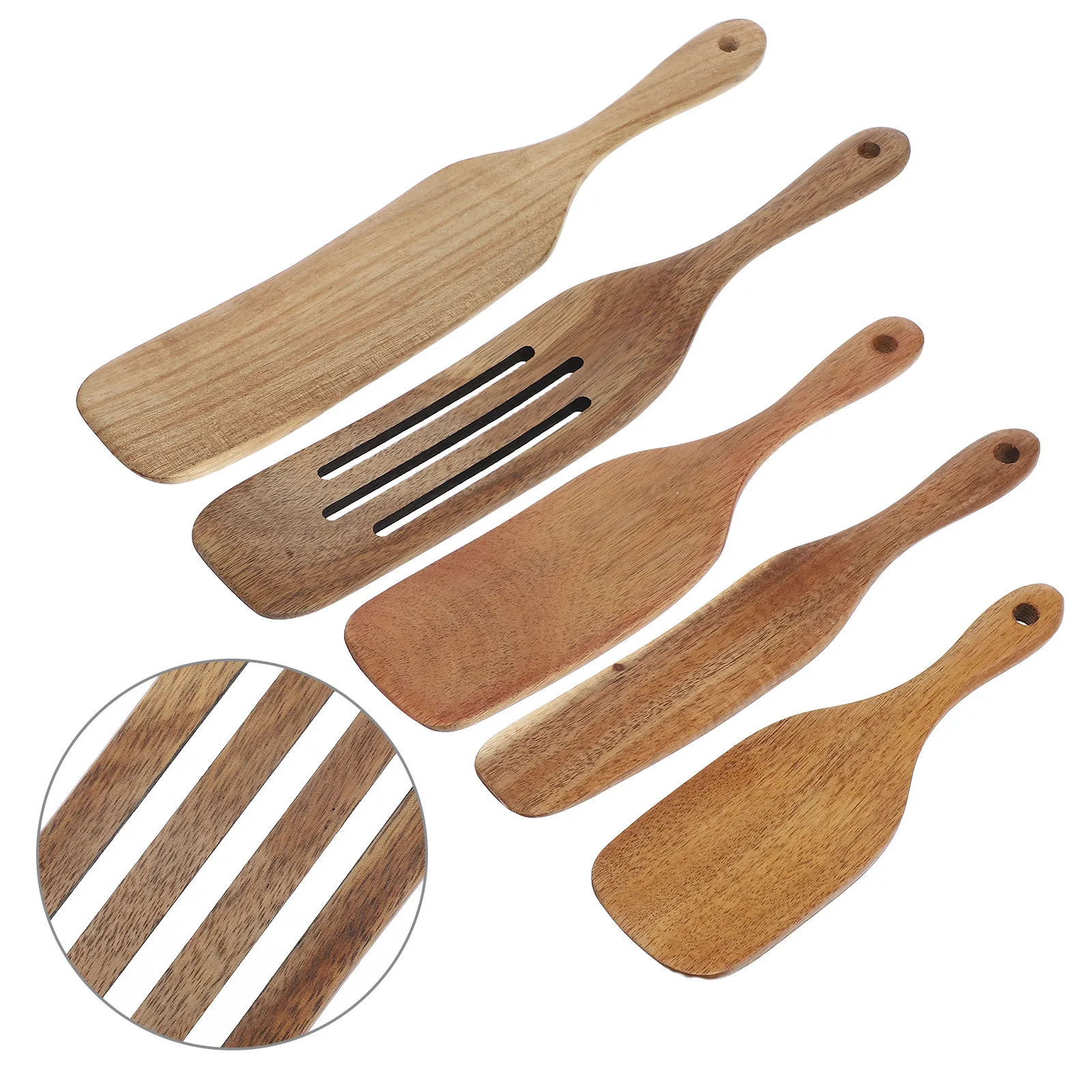 

5Pcs Wooden Pizza Paddle Set Natural Rustic Kitchen Utensils for Pancakes Dough Pizza Serving Baking Cooking Nonstick Cookware