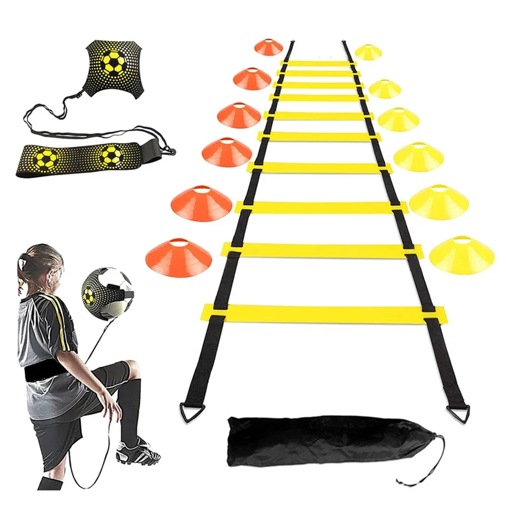 Juego de entrenamiento de agilidad de fútbol, escalera de entrenamiento de agilidad con bolsa de transporte, Kit de entrenamiento de agilidad de velocidad, multifunción para adolescentes y adultos