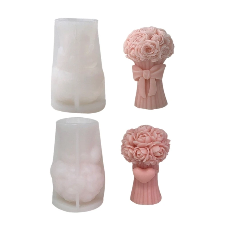 

Flower Pillar Making Mold Silicone 3D Rose Bouquet Designs Mould