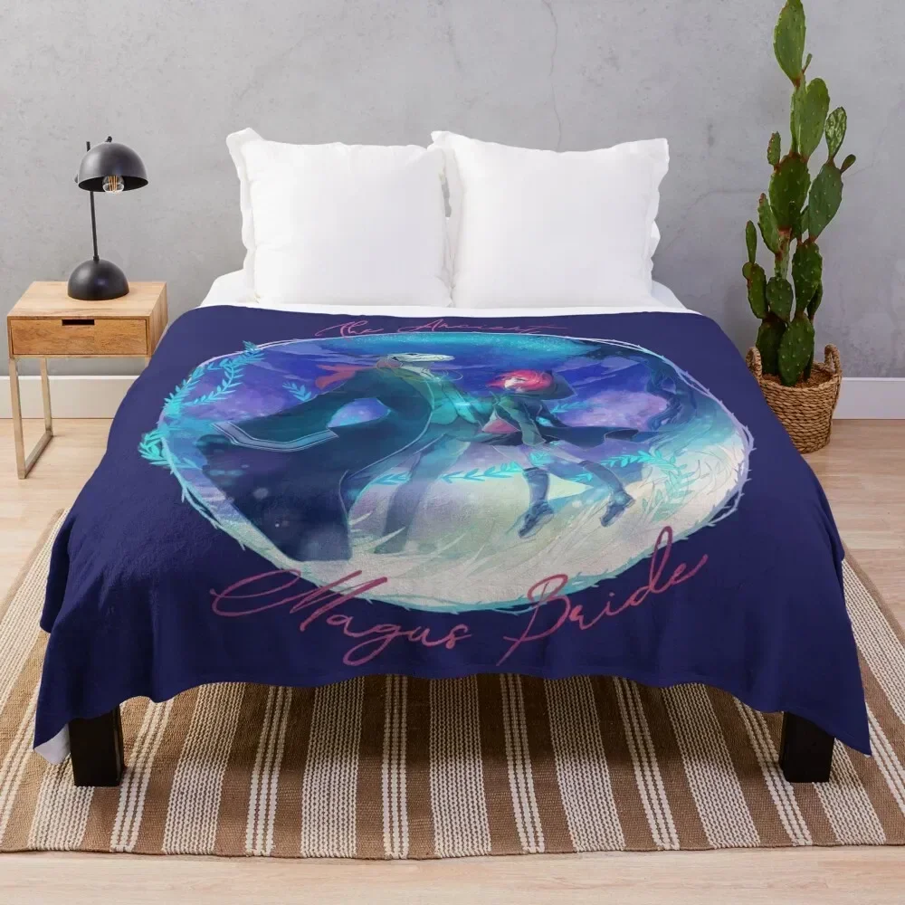 

The Ancient Magus Bride - Mahoutsukai no. Yome typo poster (square ver.) Throw Blanket Plush Beach Hair Sofa Blankets