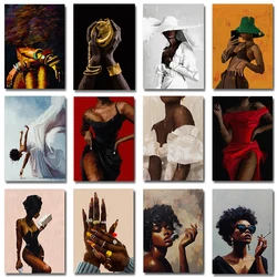 Modern Fashion African Woman Sexy Black Girls Smoking Dance Canvas Painting   Wall Art Poster Prints for Living Home Decor Gift