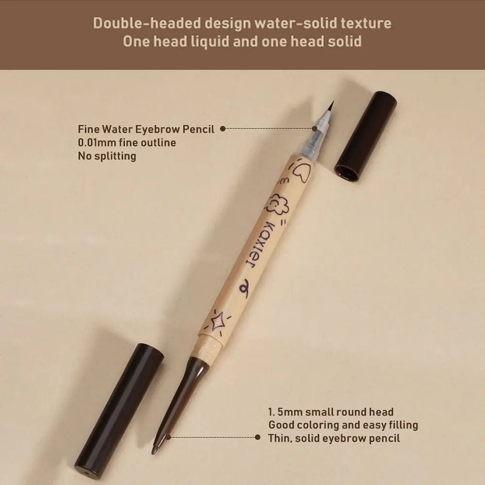 Nieuwe zweetbestendige 2-in-1 dubbele kop vloeibare wenkbrauw tattoo potlood water brow gel pen ultradun