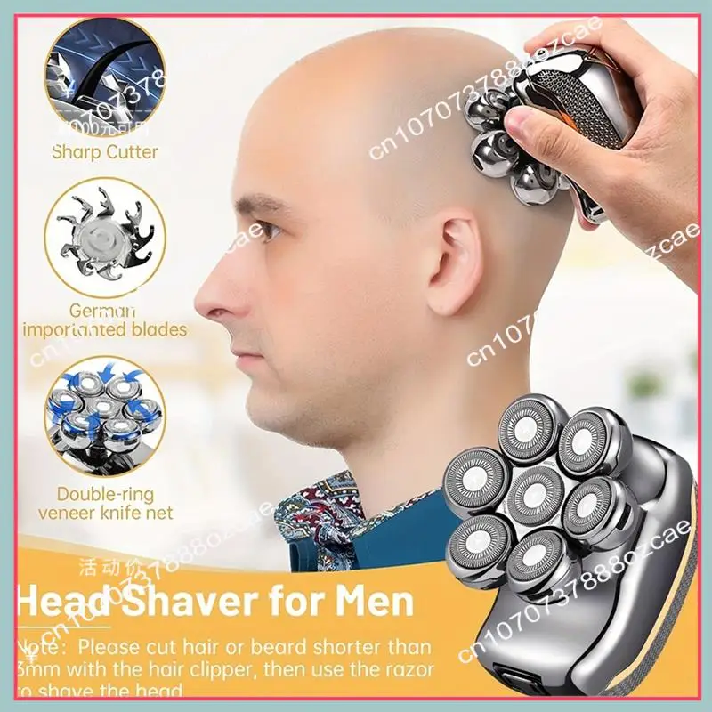 A26P 6 In 1 Men's Electric Heads Shaver Rechargeable Cordless Hair Shaving For Bald Man Waterproof Wet Dry Beard Trimmer