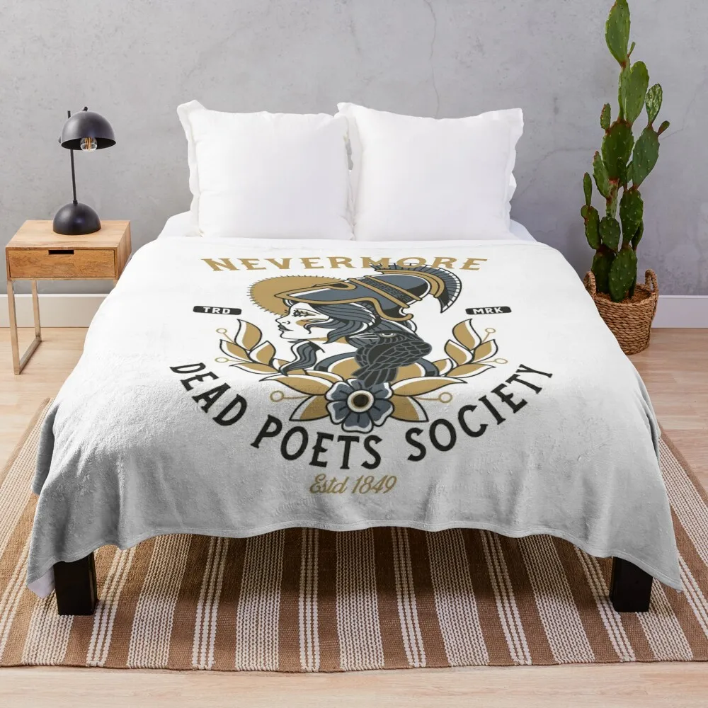 

Nevermore Dead Poets Society - Vintage Literature Edgar Allan Poe - Raven - Horror Throw Blanket manga for winter Blankets