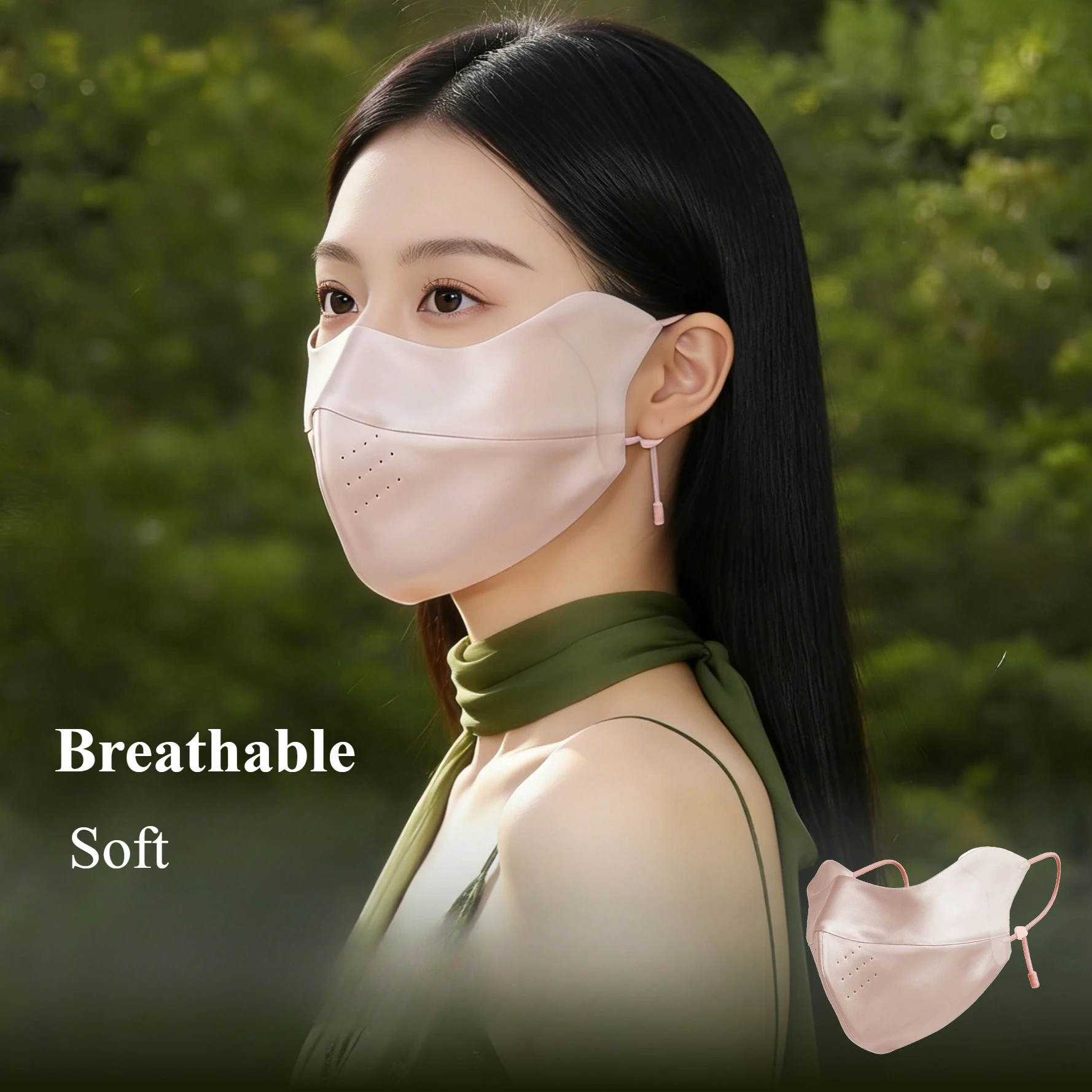 

Women's Sun Protection Breathable Face Mask Summer Imitation Silk 3D Stereoscopic Ice Silk Face Mask Cycling Mask