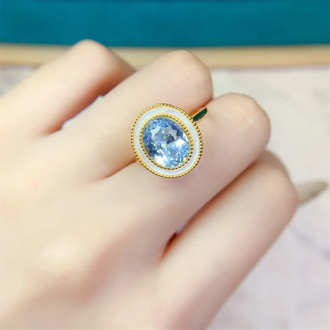 Elegant Natural Classic Topaz Ring Hypoallergenic S925 Sterling Silver Glamorous Modern Jewelry Perfect Gift