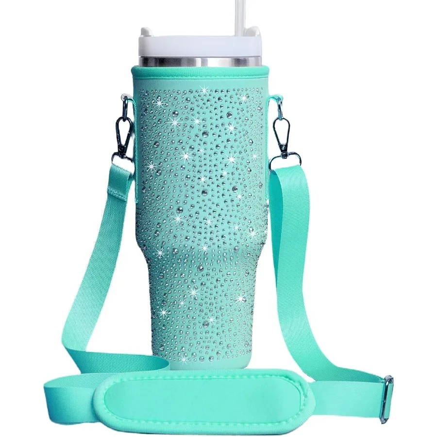 

Bling Cup Bag Purse Water Bottle Carrier with Strap Cup Holder with Phone Pocket for 40 oz