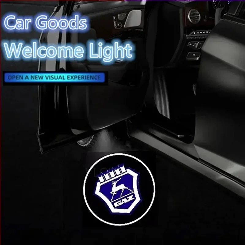 For GAZ Gazelle 2pcs Led Car Door Logo Light HD Laser Welcome Lamps Car Auto Door Ghost Shadow Lights Car Accessories Decoration