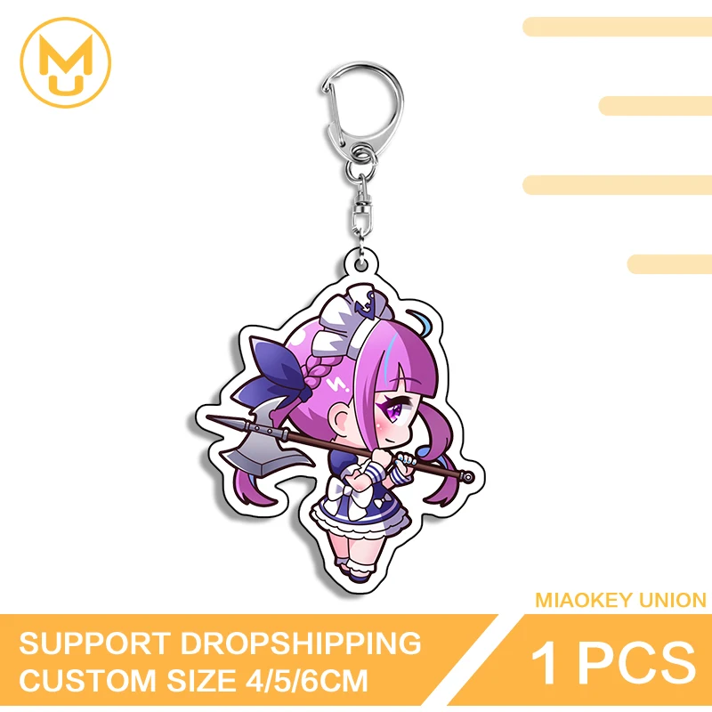 Minato Aqua Hololive Chibi Maid Uniform Purple Hair Double Sided Acrylic Keychain Advance Guard Jewelry Accessories Gifts