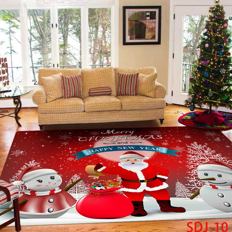 Santa Claus Living Room Carpet, Christmas Decoration, Non Slip, Washable Bedside Area Rug, Bedroom, Kids Play, Soft Floor Mat