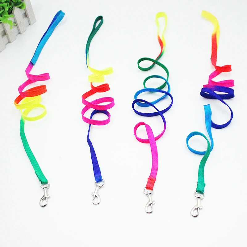 Adjustable Pet Walking Leash 1.2M Rainbow Nylon Collar And Leash Set For Small Dogs Kitten Puppy Christmas Gifts Pet Accessories