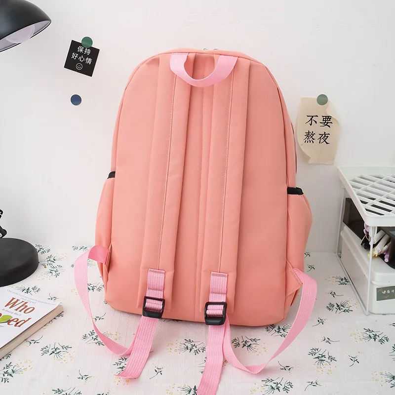 TRAVEASY 2023 Nylon Leather Fashion Wear Resistant Large Capacity Women Backpack Casual 4PCS Water Repellent Student School Bags