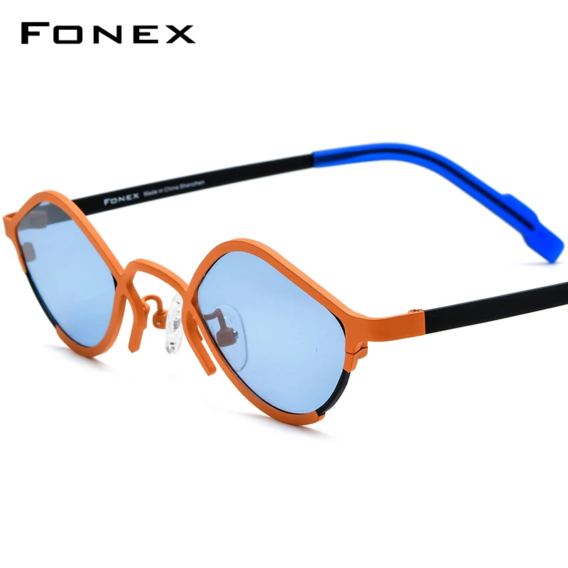 FONEX Pure Titanium Sunglasses Women 2024 New Retro Vintage UV400 Cat Eye Polarized Sun Glasses for Men Shades F85827T