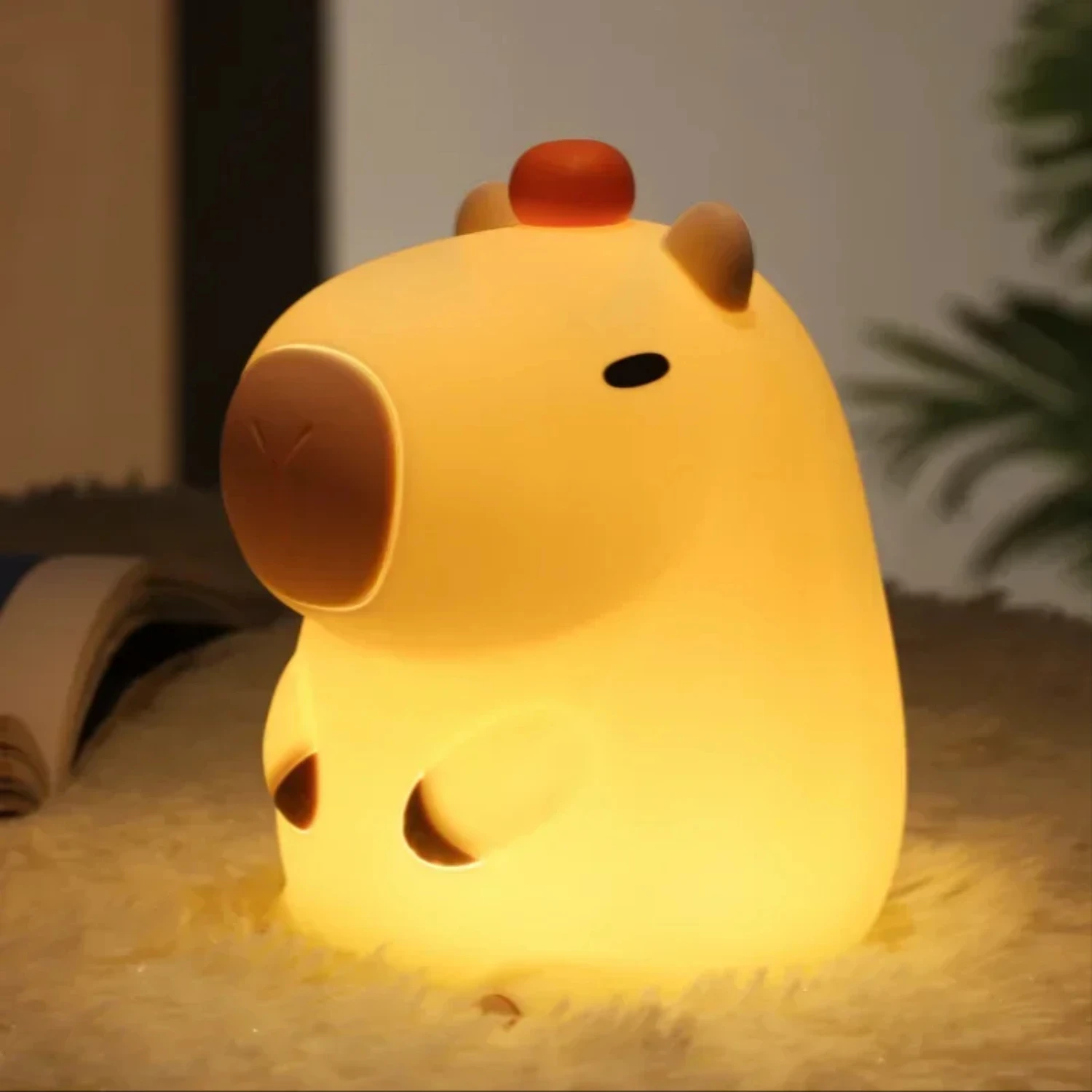 Cute Cartoon Capybara Night Light Silicone Animal Lamp USB Rechargeable Timing Dimming Sleep Night Lamp  Children's Gifts