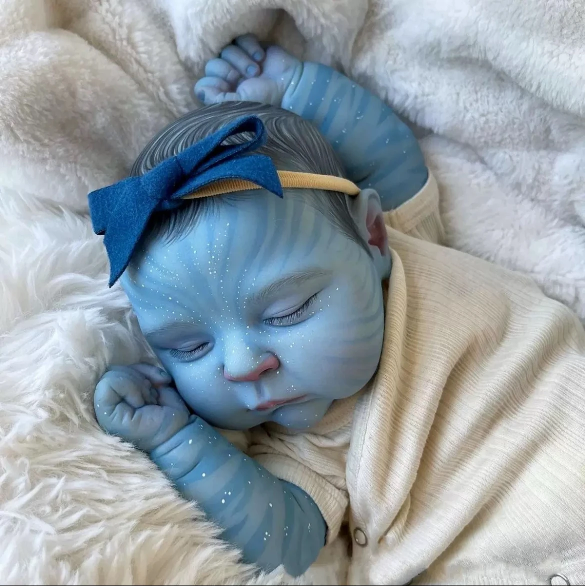 19 cali Brzoskwinie Avatar Realistyczna noworodkowa lalka Reborn Rozmiar dziecka Prawdziwy obraz Ręcznie robiona skóra 3D Rysuj włosy Widoczne żyły