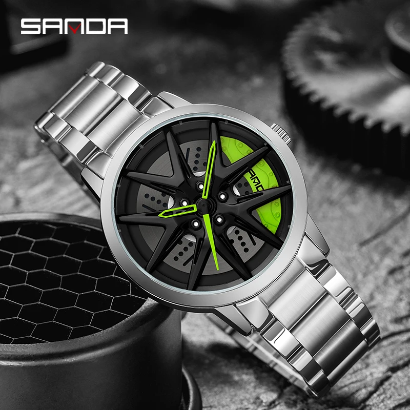 

SANDA P1071 2023 New Fashion Sports Stainless Steel Band Men's Watch Trend Simple And Creative Hollow Quartz Male Wristwatches