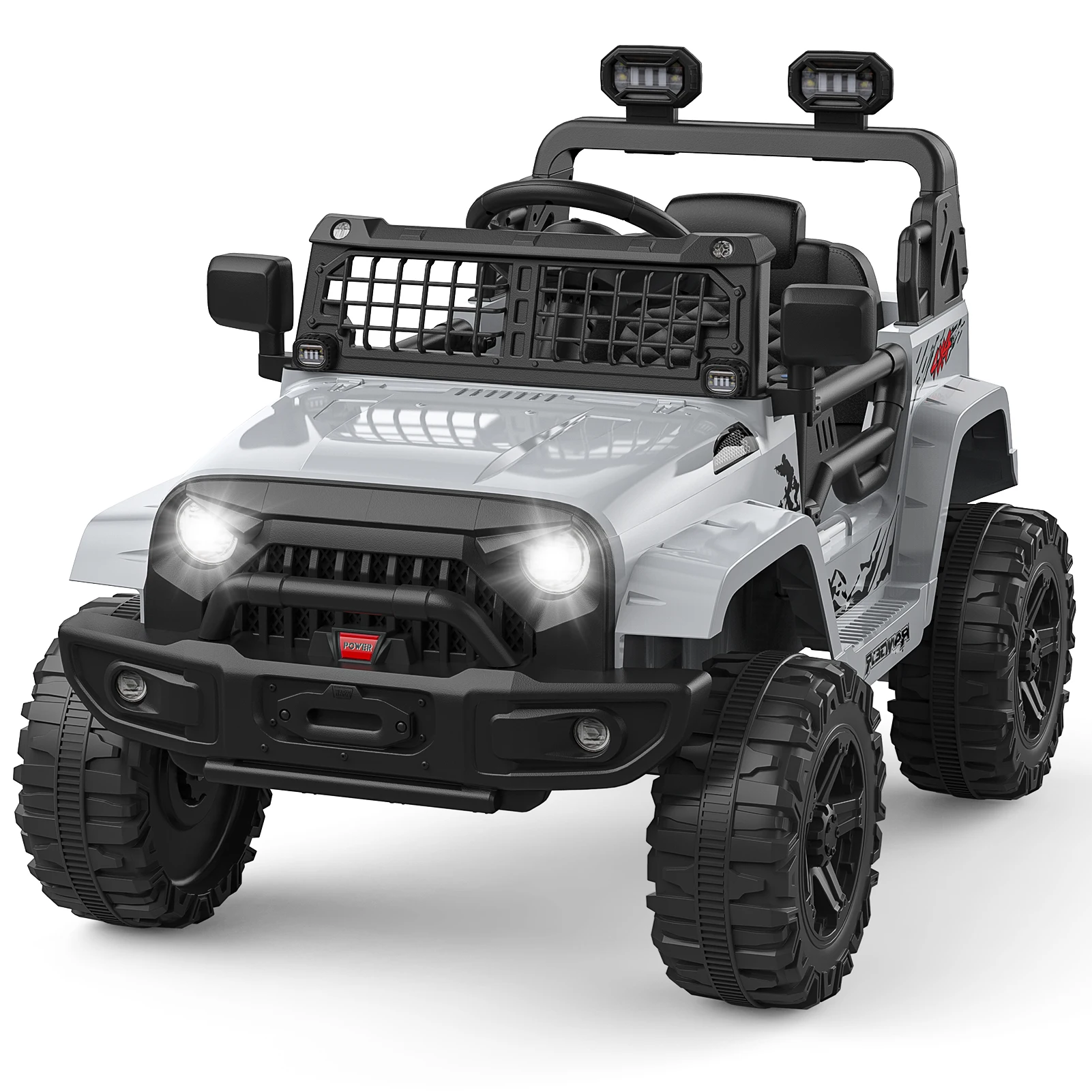 Ride on Truck Car 12V elektrische kindervoertuigen met veerophanging met afstandsbediening, LED-verlichting, Bluetooth, 2 snelheden