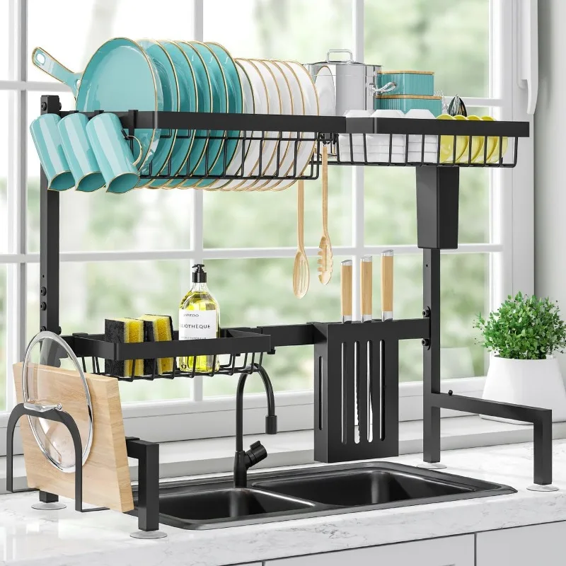 

Dish Drying Rack - Large Over The Sink Dish Drainer Drying Rack (26.8" to 33.9" W), Large Capacity Stainless