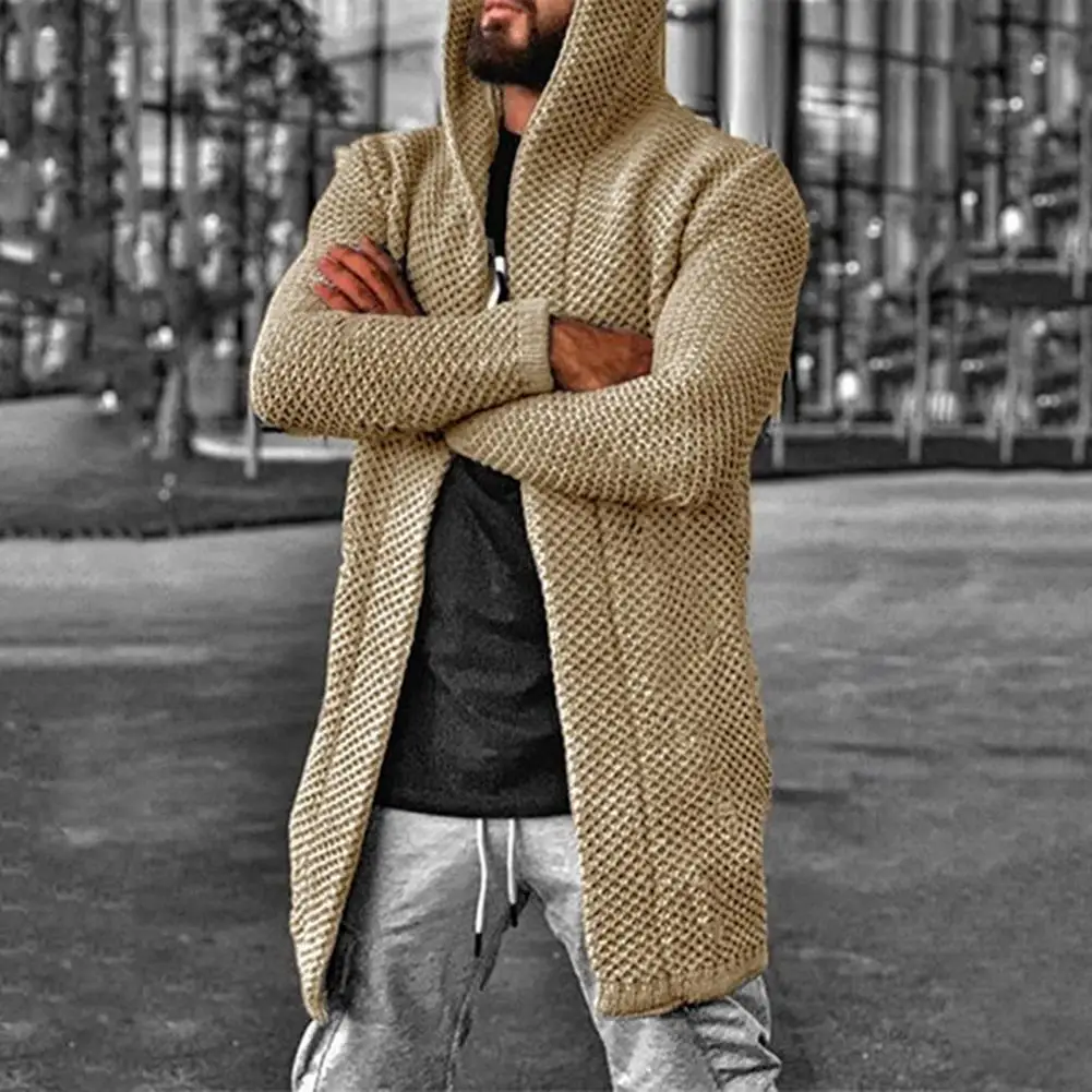 Men Knitted Cardigan Solid Color Long Sleeve Cardigan Sweater Autumn Winter Thicken Warm Men Knitted Jacket Outerwear