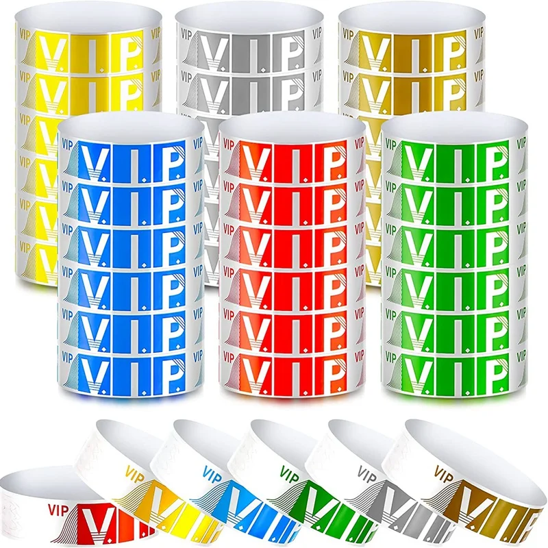 600 Pack VIP Paper Bracelets VIP Wristbands Waterproof VIP Wristbands Neon Colored Wristbands Variety for Events-A56M