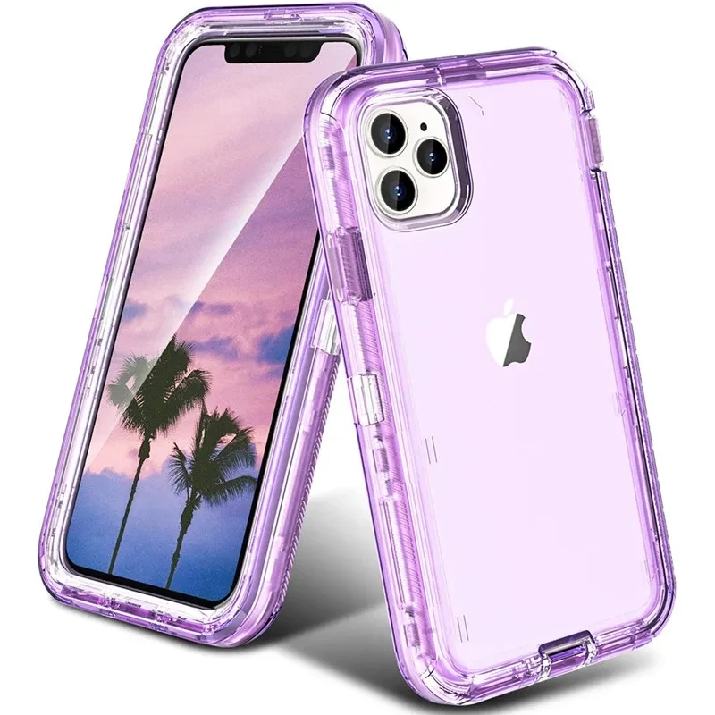 Funda para iPhone 16 15 14 13 12 11 Pro Max Plus Xs Xr 8 7 Full 3 en 1 a prueba de golpes resistente antiarañazos Funda transparente resistente