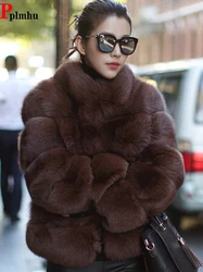 High-quality Faux Fur Jackets Women Autumn Winter Short Fox Fur Coat Fluffy Jacket Luxury Thick Warm Hairy Chaqueta Plush Ceket