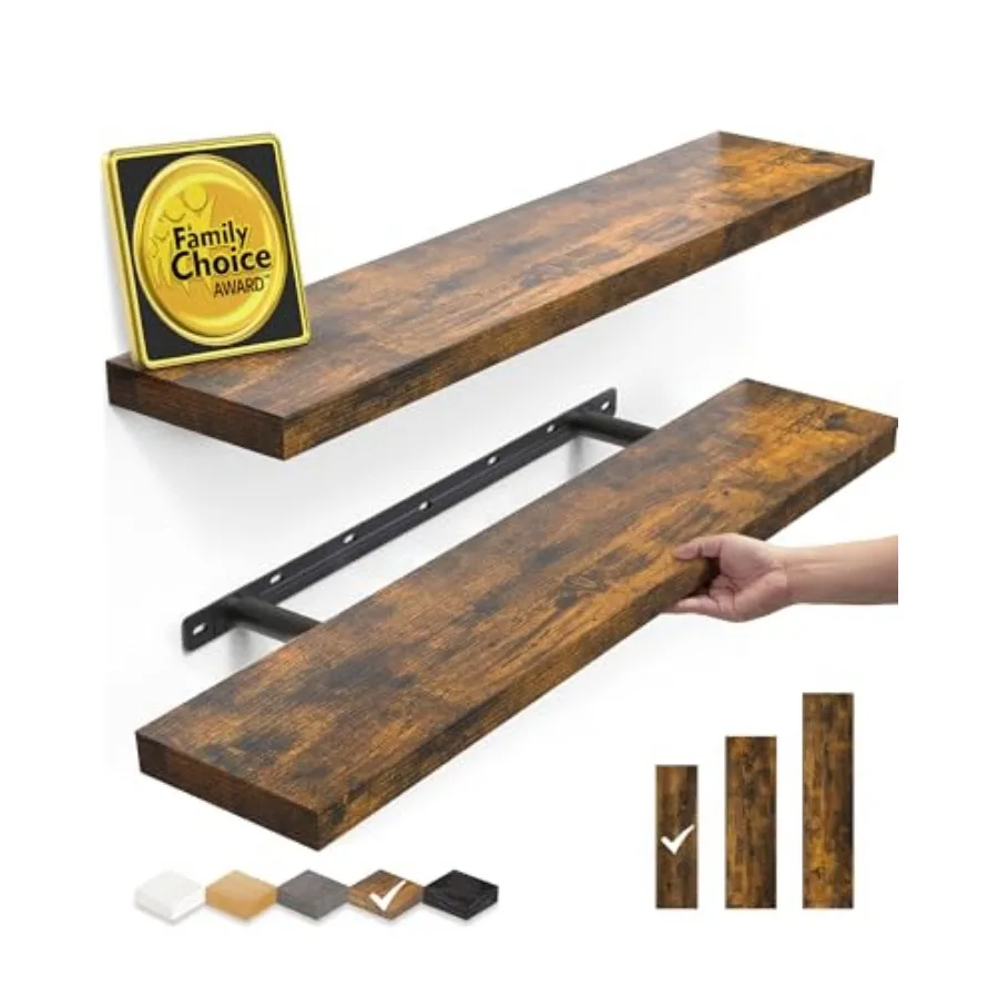 

Floating Shelves Set of 2, 22.5 Inch Farmhouse Rustic Wood Wall Mounted Shelves for Bathroom, Bedroom, Living Room or Kitchen,