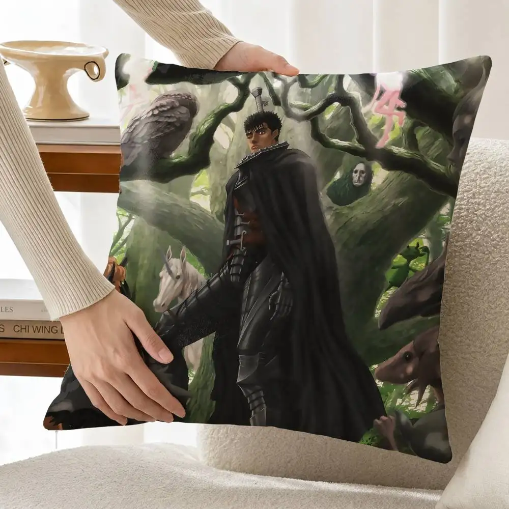 B-Berserk Manga Customizable Square Pillow case Double Sided Print Sofa Bedroom Decor Cushion Cover