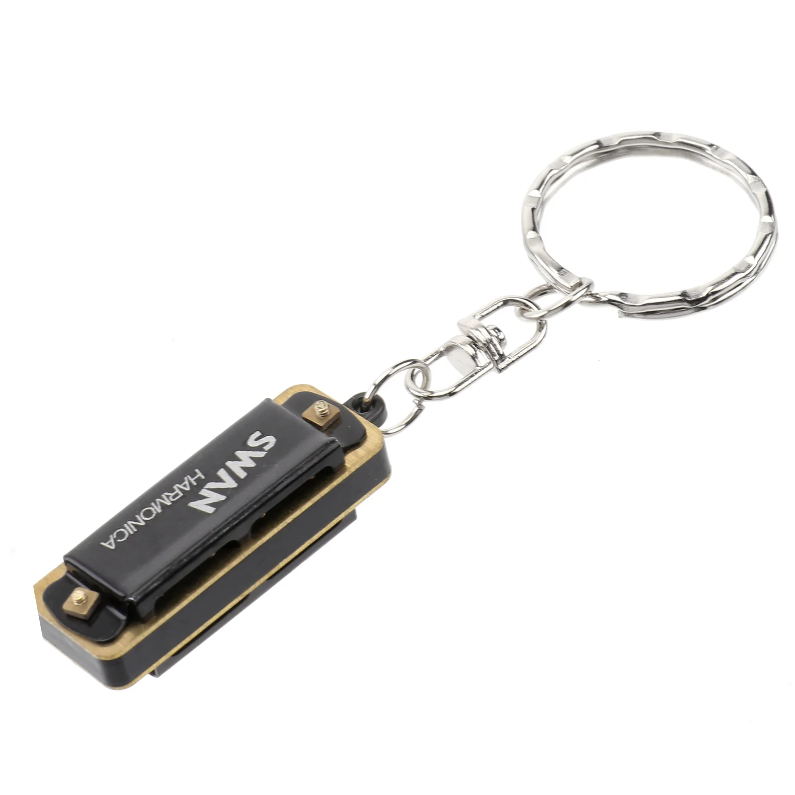 

4 Hole 8 Tone Harmonica Kids Musical Instrument Key Chain 500X300X200CM Swan Mini Black Child