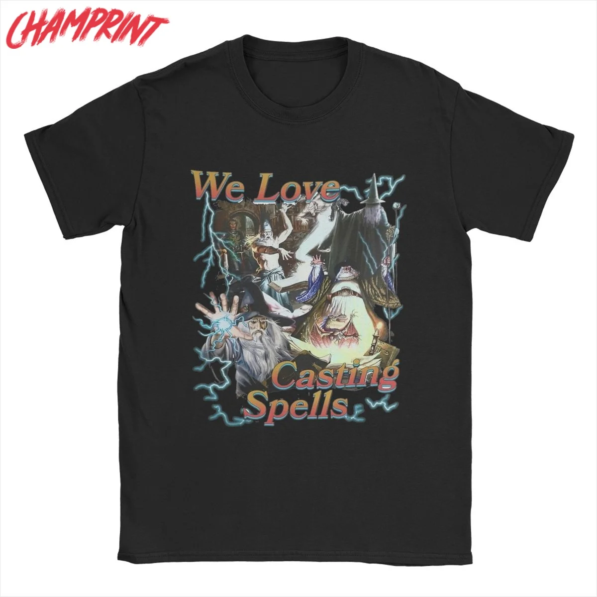 Men T-Shirt We Love Casting Spells Vintage Pure Cotton Tees Shadow Wizard Money Gang T Shirts Crewneck Clothes Birthday Gift