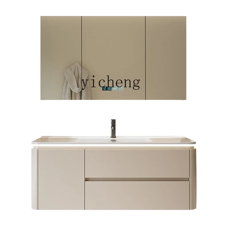 ceramic integrated smart mirror bathroom cabinet combination simple hand wash basin cabinet toilet washstand bathroom