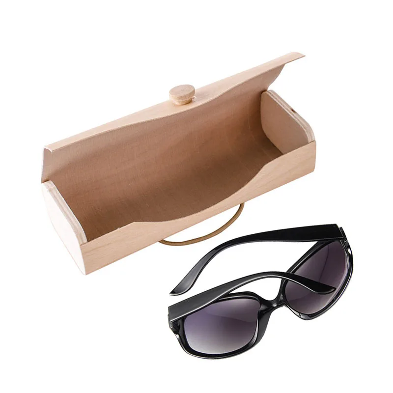 Portable Wooden Sunglasses Box Case Eye Glasses Clam Shell Protector