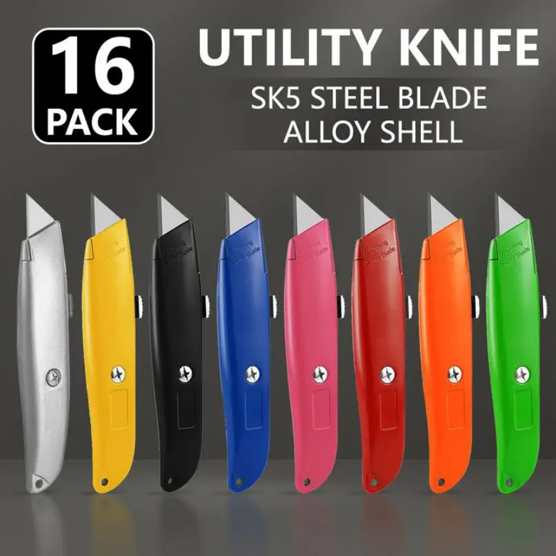 

16Pack Box Cutters, Premium Utility Knife, Box Cutter Retractable Heavy Duty,Razor Blades Utility Knife for Cardboard and Boxes