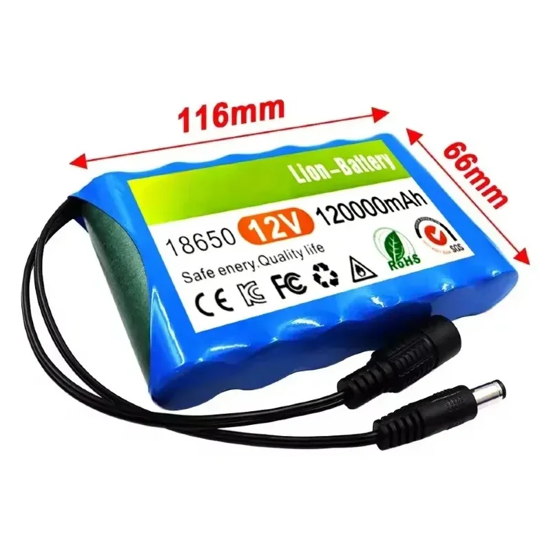 18650 New 3S2P 12V 12Ah Portable Super Rechargeable Lithium Ion Battery Pack Capacity DC CCTV Cam Monitor +12.6v Charger