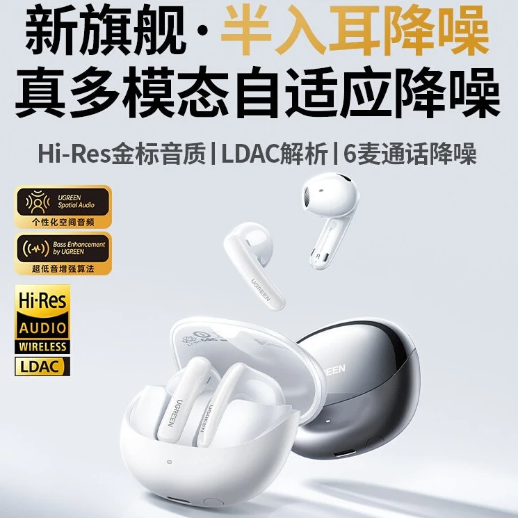 Беспроводные Bluetooth-наушники UGREEN HiTune H6 Pro с поддержкой LDAC Hi-Res Audio, индивидуальным шумоподавлением, спортивные наушники, игровые аксессуары, подарок