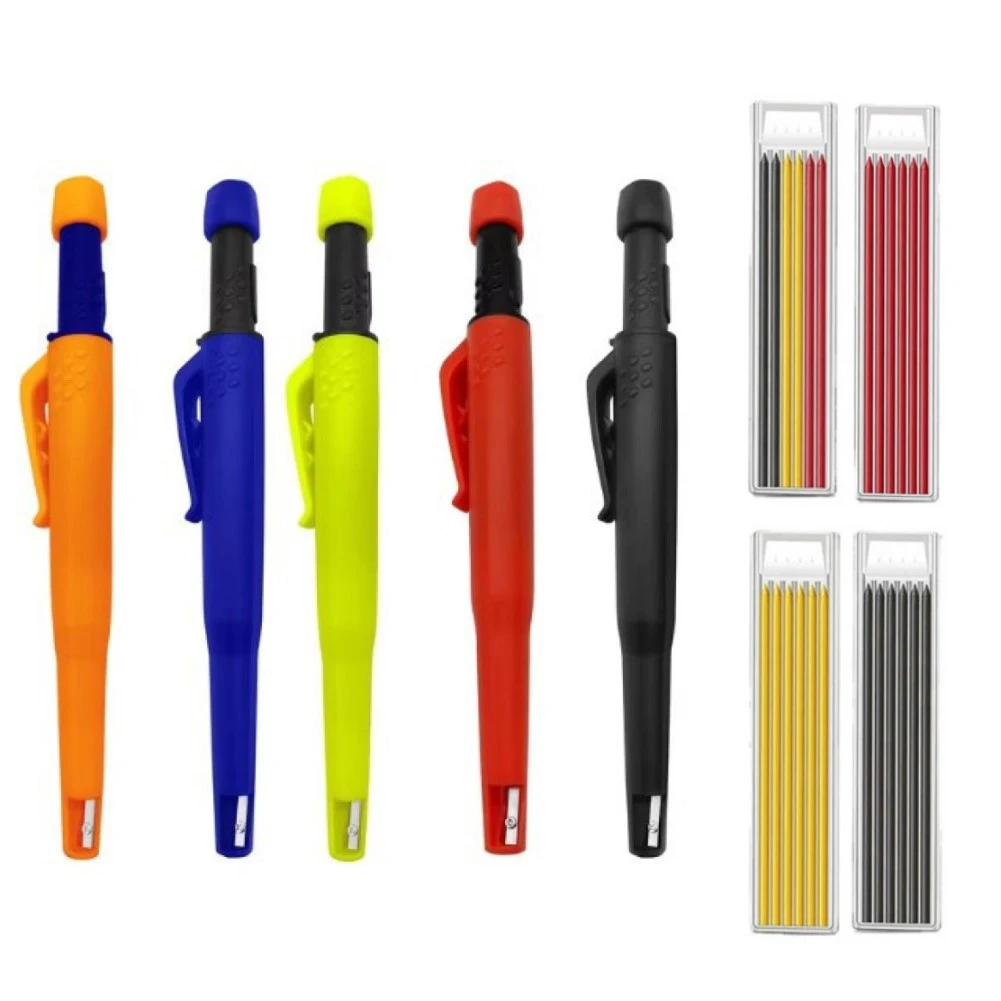 Portable Mechanical Pencil for Carpentry and Architecture Features Built in Sharpener and Multiple Refill Options