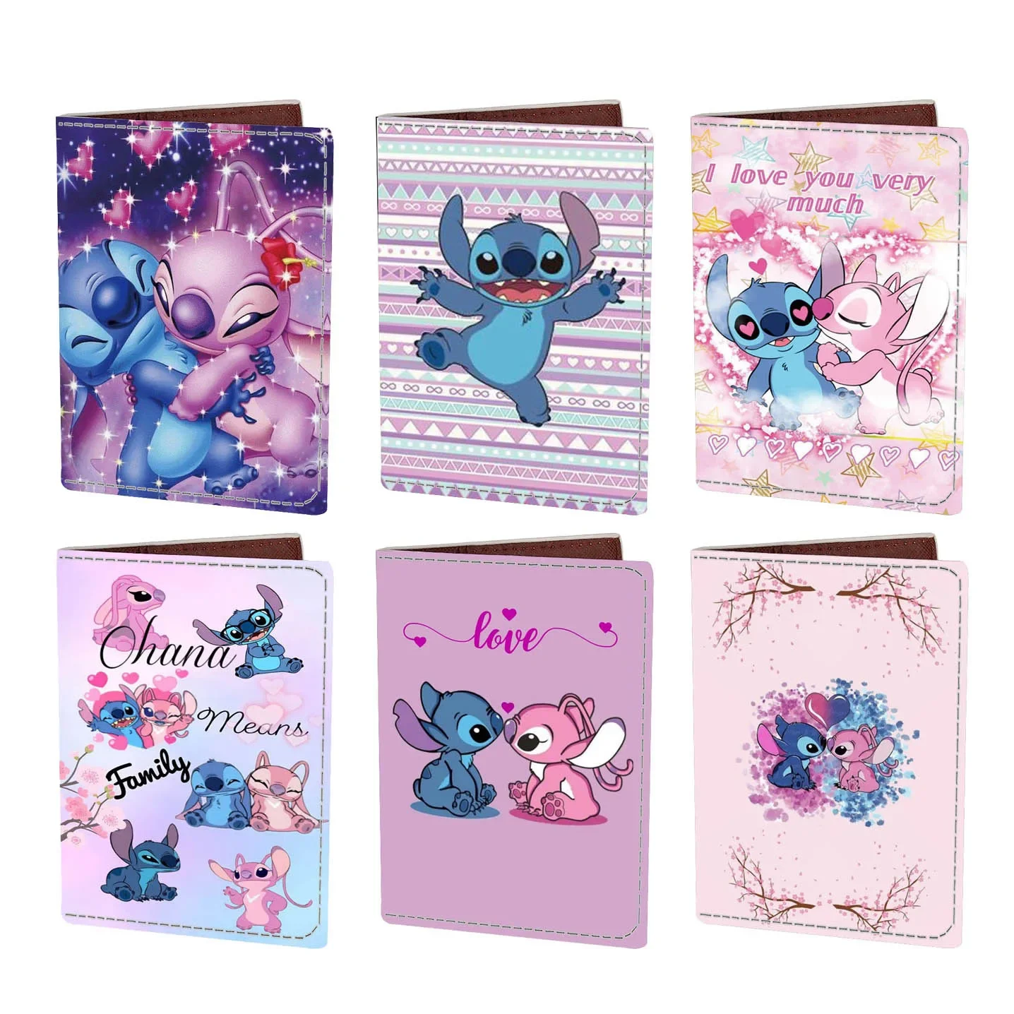 Cartoon Travel Accessories Disney Stitch Passport Holder PU Leather Women Travel Passport Cover Case Card ID Holders