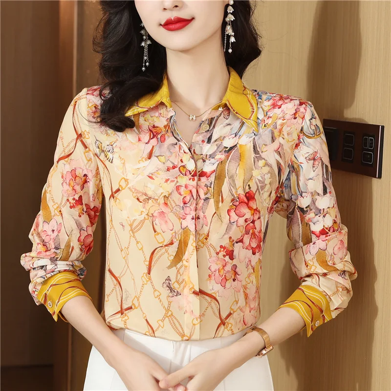 

Fashion printing ladies shirts New elegant Women's Blouses 2023 Spring Autumn Long Sleeve Shirts Tops Blusas Mujer