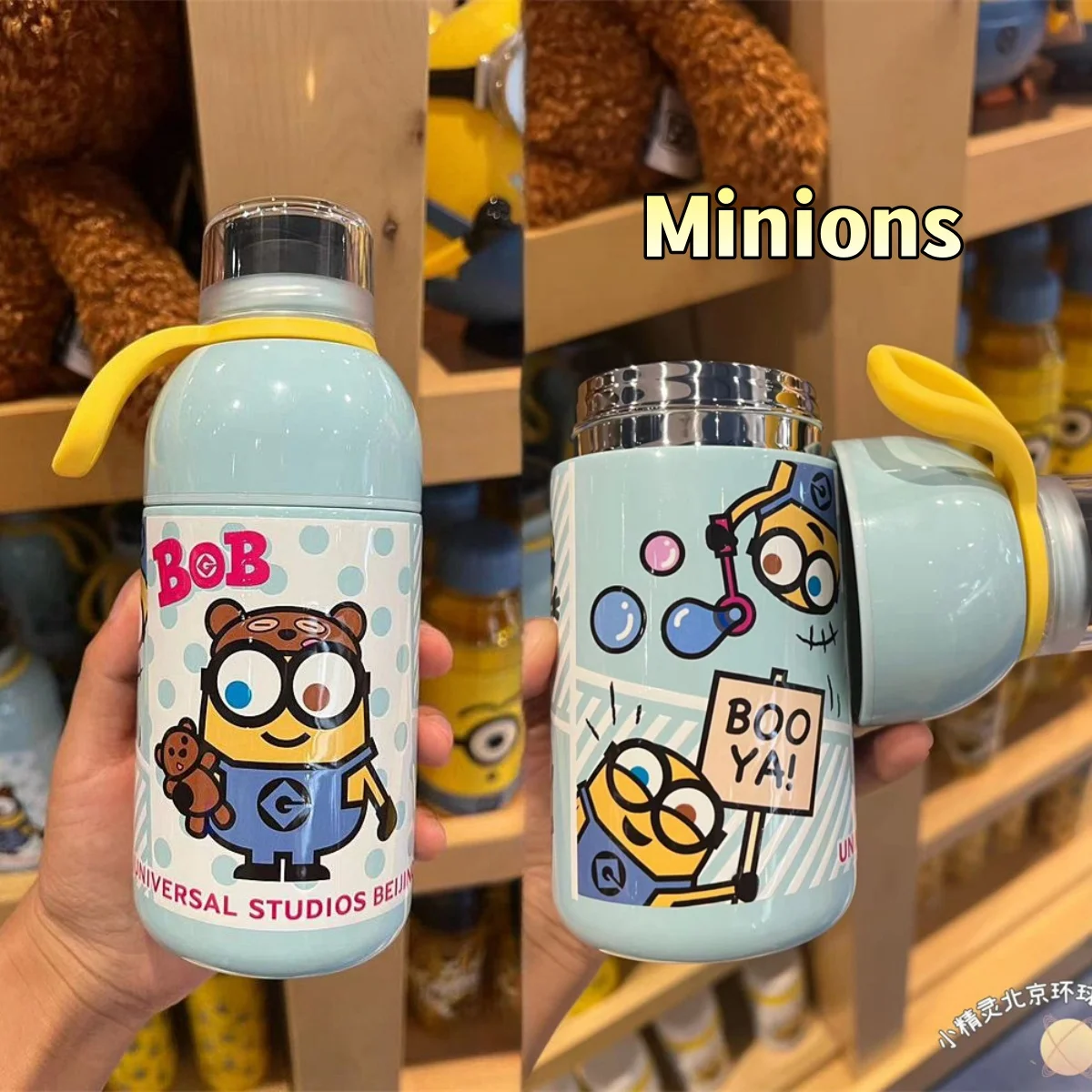 Universal Studios-taza aislante de acero inoxidable para niños, vaso de agua portátil de los Minions de Pekín, Bob Tim Bear