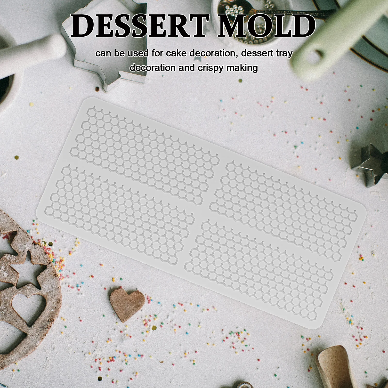 

2 Pcs Cupcake Decoration Molds Beehive Candy Honeycomb Baking Fondant Moulds Silicone Creative Dessert